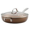 Ayesha Curry Ayesha Curry 10764 Porcelain Enamel Nonstick Covered Deep Skillet with Helper Handle; 12 in. - Brown Sugar 10764